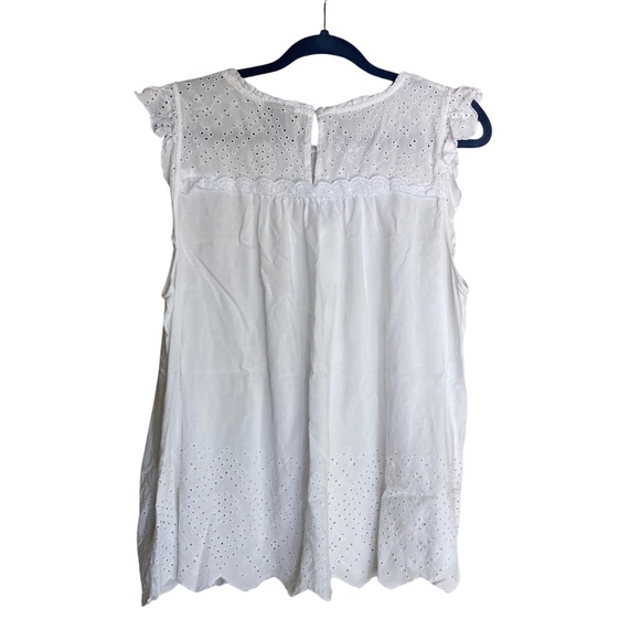 Torrid Eyelet Babydoll Scalloped Hem Sleeveless Top Blouse 1x White Beachy - Picture 2 of 5